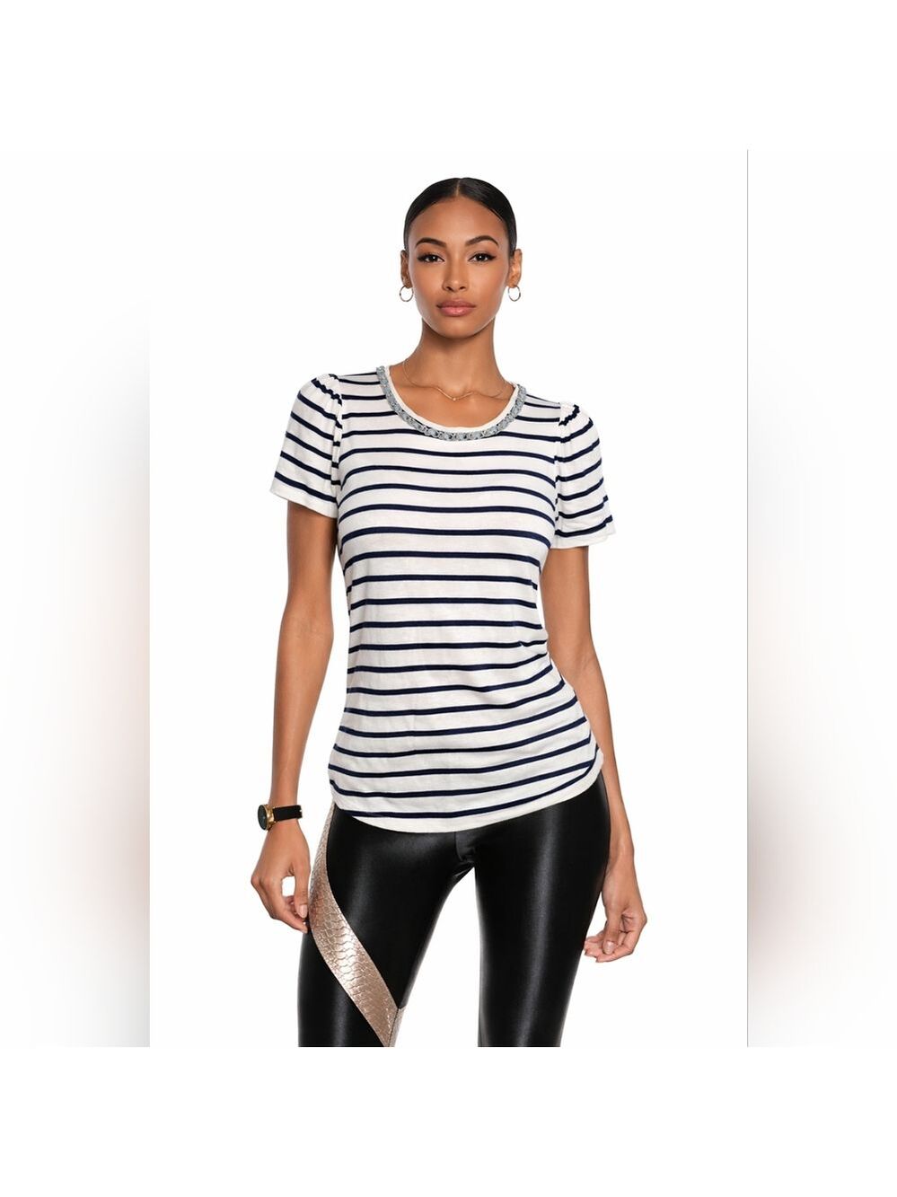 Generation Love Striped Chain Neckline Top - Size S